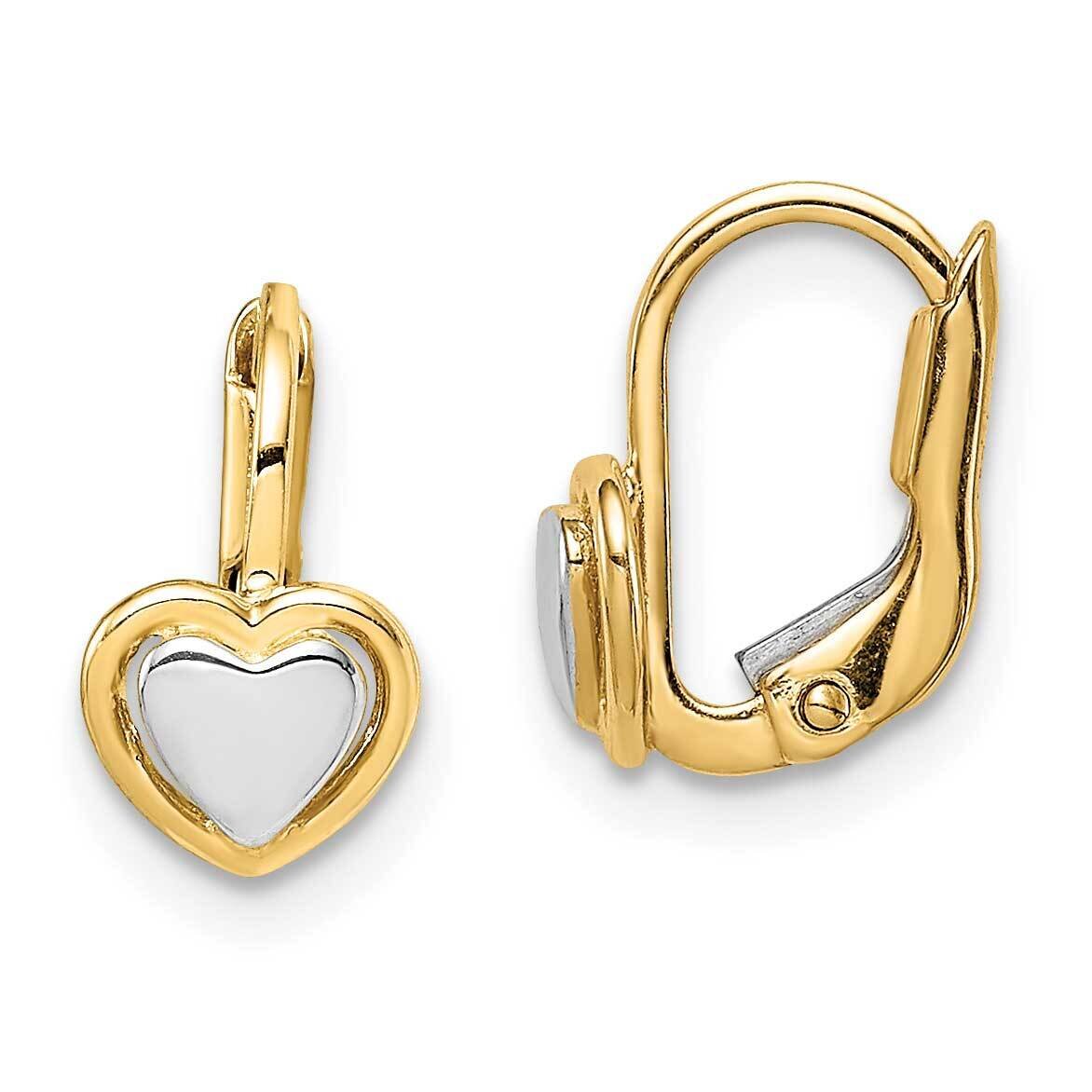 Two-Tone Children&#39;s Heart Hoop Earrings 14k Two-tone Gold GK1051