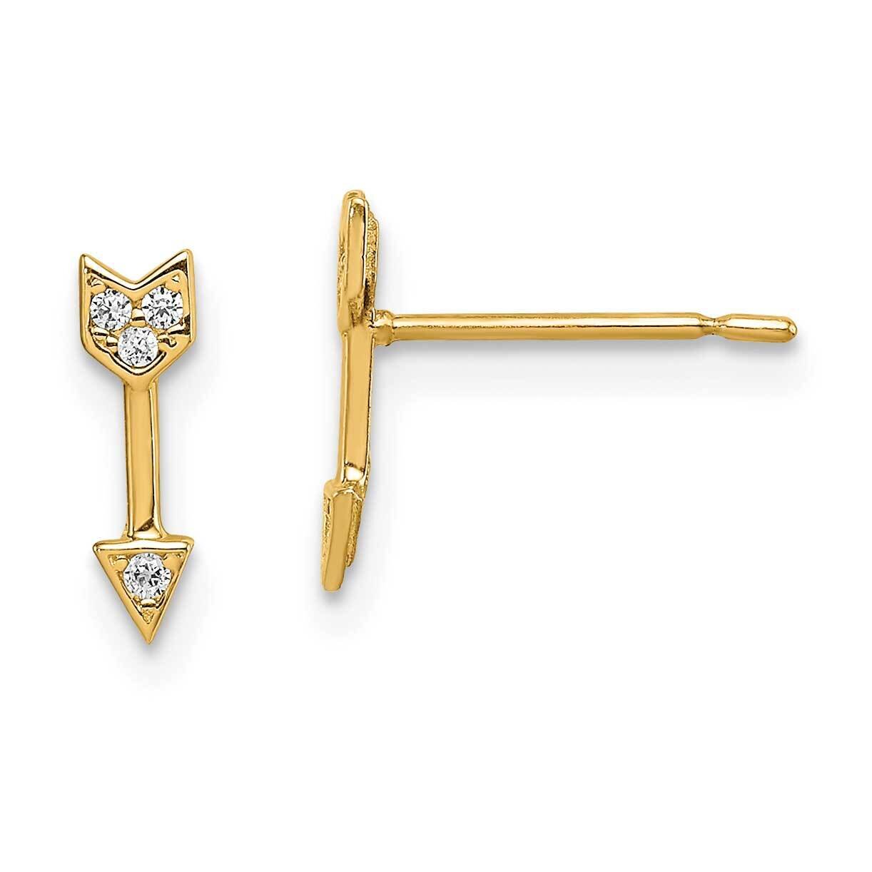 Arrow Post Earrings 14k Gold CZ Diamond GK1054 by Madi K, MPN: GK1054, 886774035529