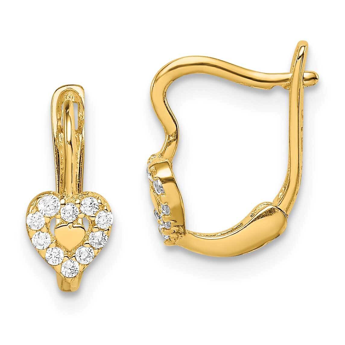 Double Heart Hoop Earrings 14k Gold CZ Diamond GK1060 by Madi K, MPN: GK1060, 883957866758