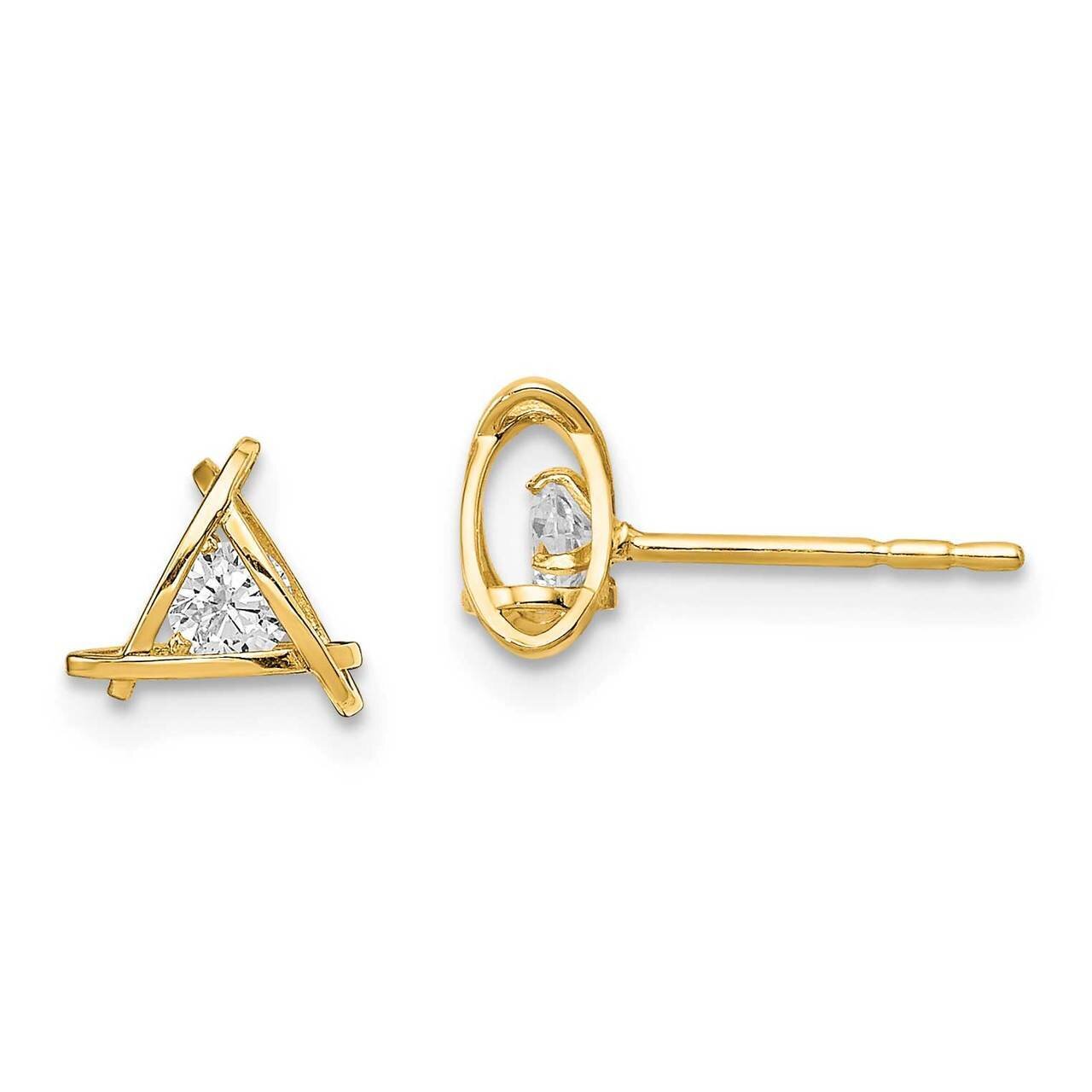 Weaved Triangle Post Earrings 14k Gold CZ Diamond GK1072 by Madi K, MPN: GK1072, 191101901461