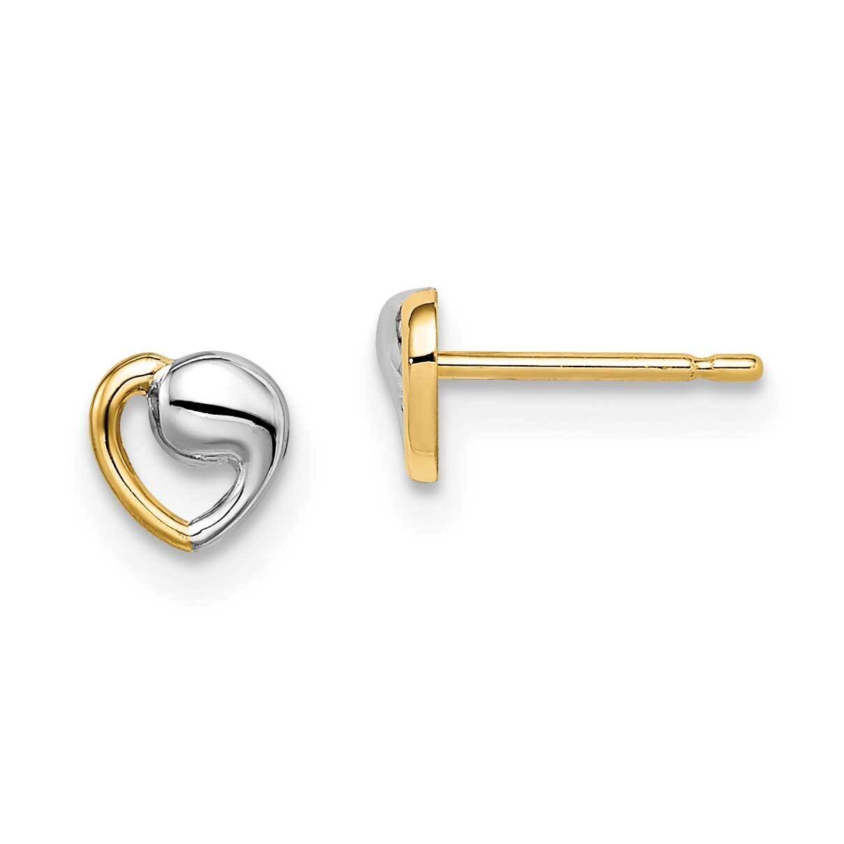 Heart Post Earrings 14k Gold &amp; White Rhodium GK985 by Madi K, MPN: GK985, 191101902871