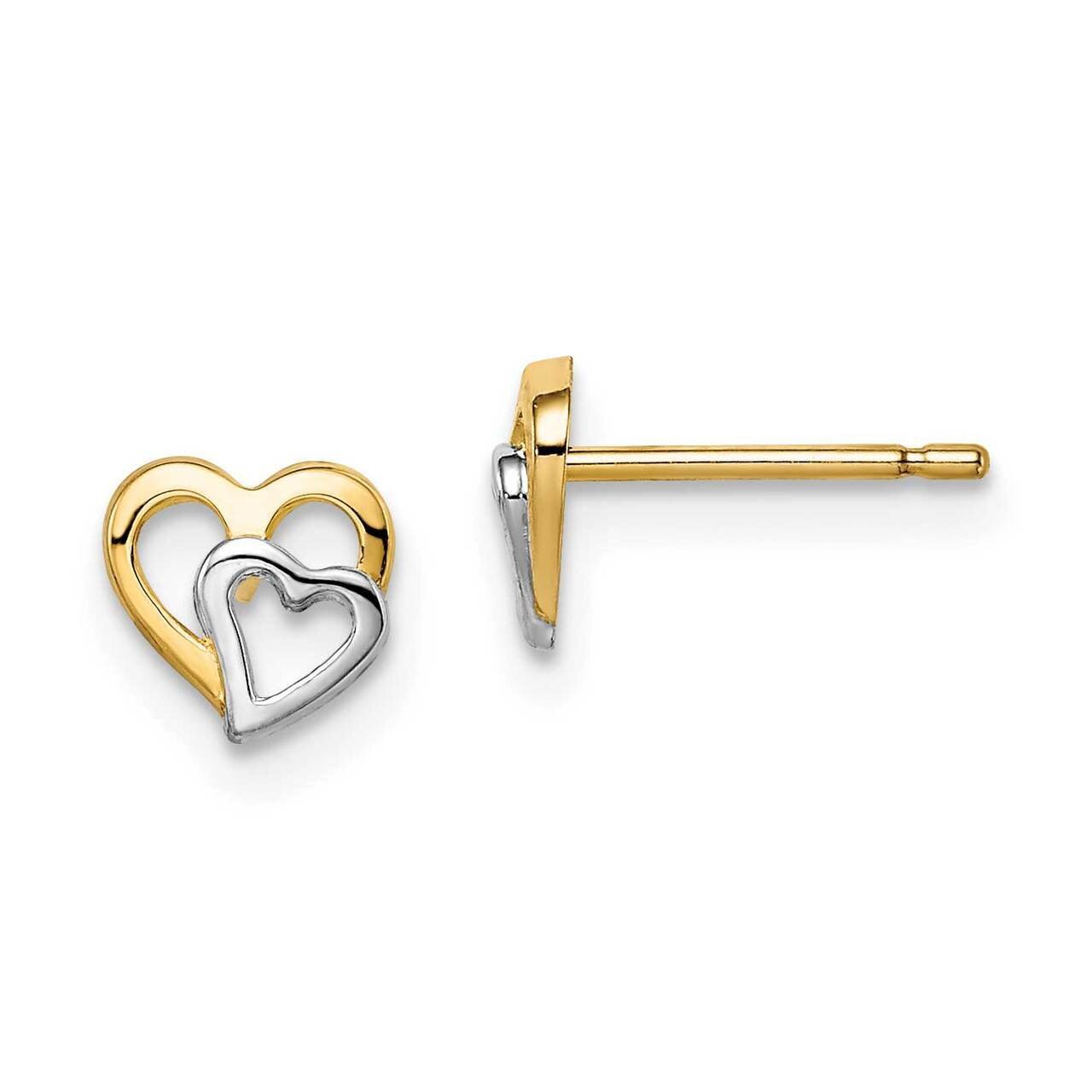 Cut-out Hearts Post Earrings 14k Gold & White Rhodium GK986