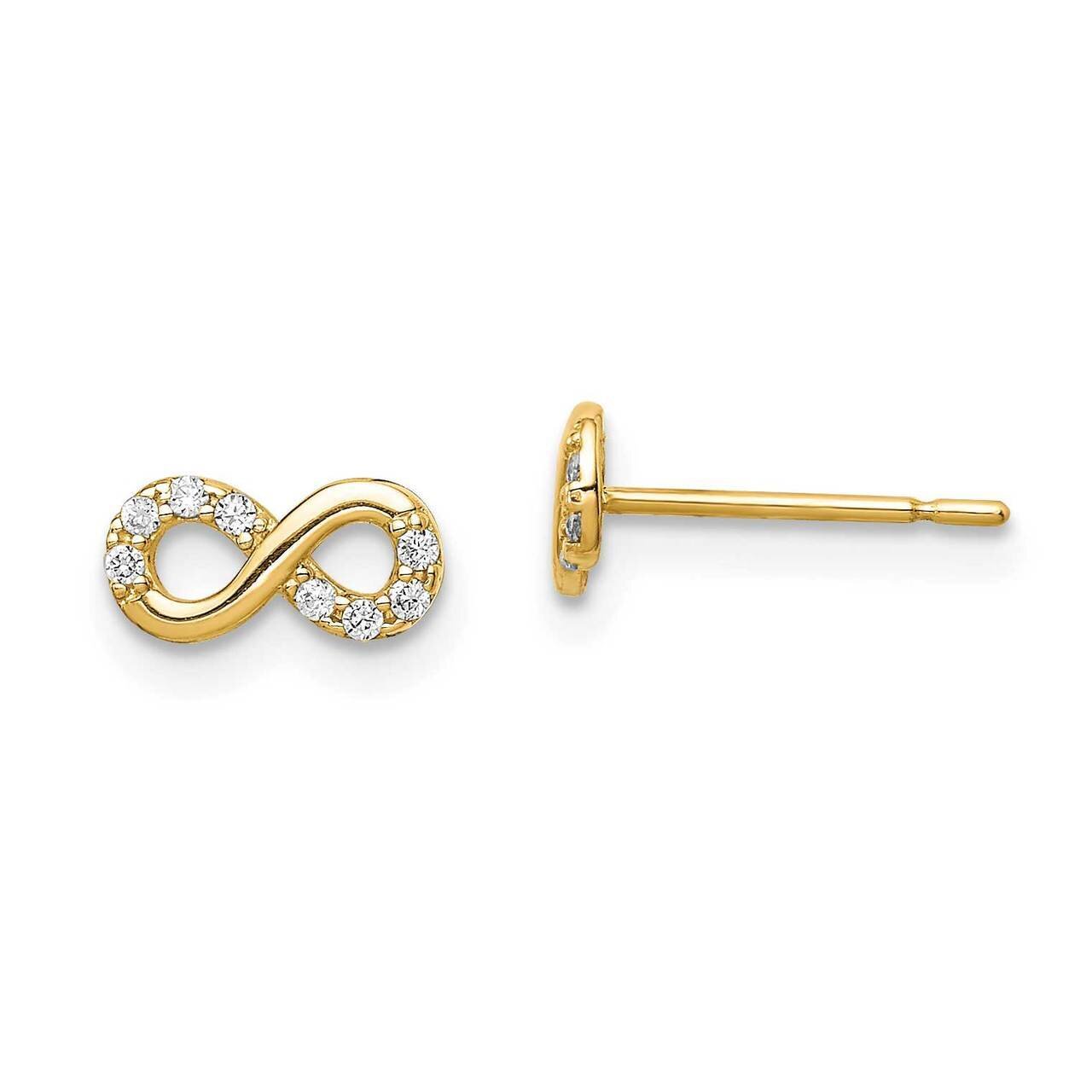 Infinity Symbol Post Earrings 14k Gold CZ Diamond GK988