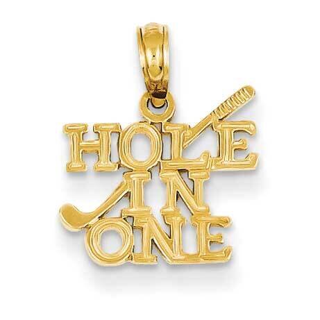 Hole in One with Golf Club Pendant 14k Gold K3558