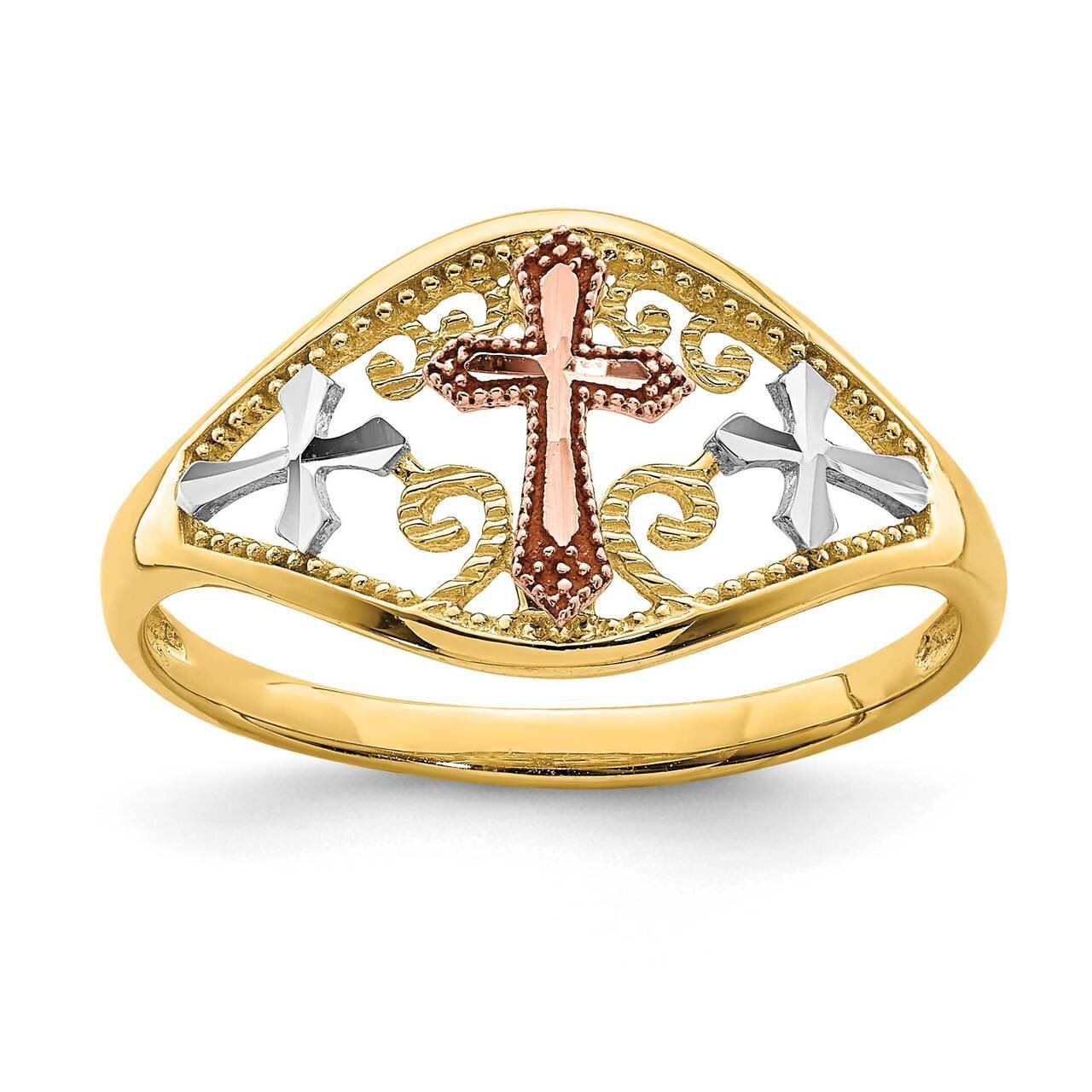 White Rhodium Cross Ring 14k Two-tone Gold K6416, MPN: K6416, 883957350615