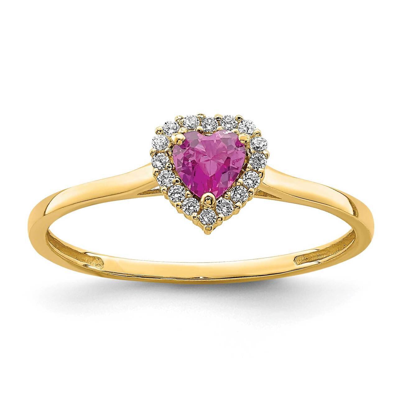 Heart Pink and Clear Ring 14k Gold CZ Diamond K6417, MPN: K6417, 883957845418