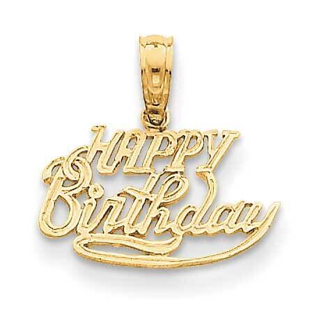 Solid Talking Happy Birthday Pendant 14k Gold K810