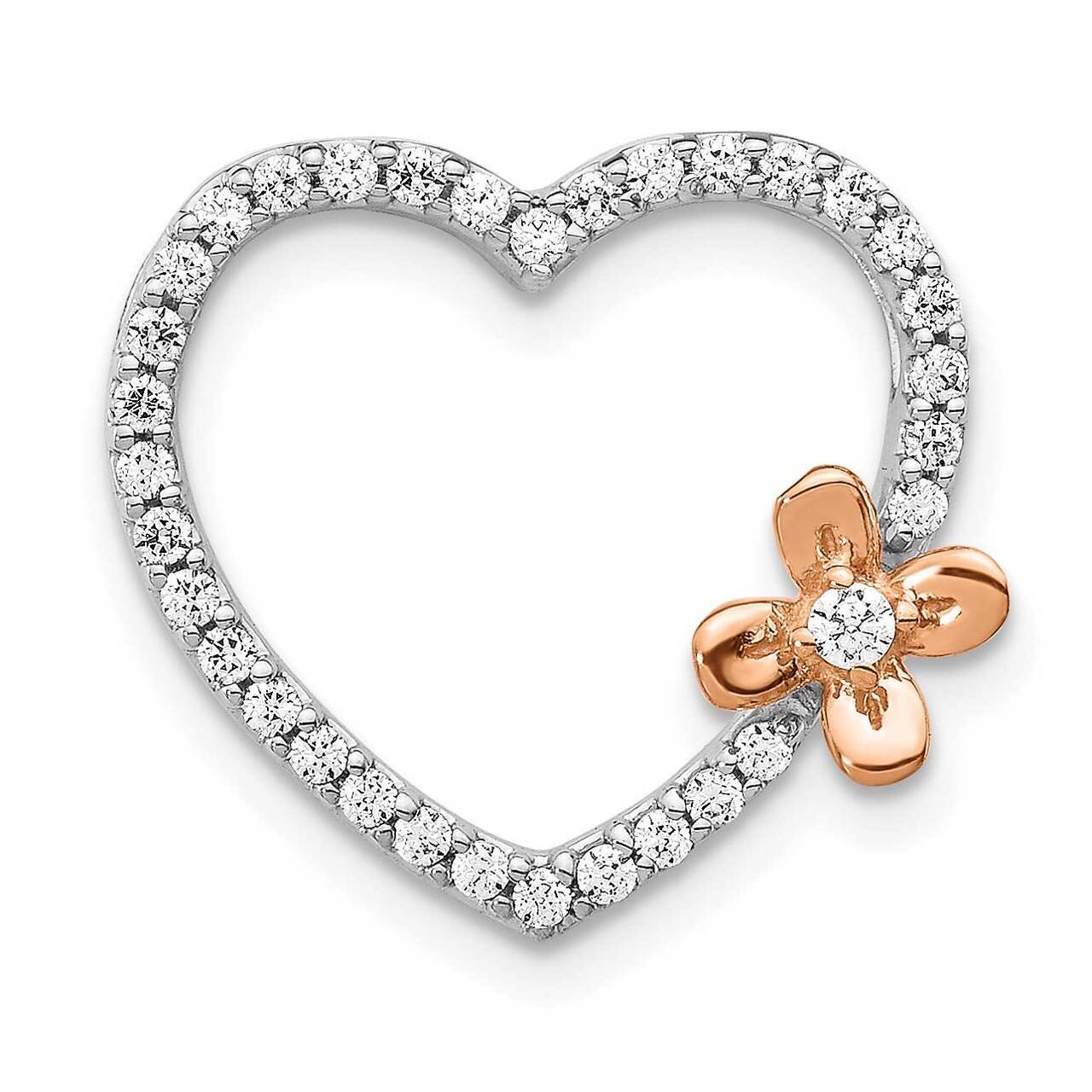 Rose Gold Flower Diamond Heart Pendant 14k White Gold PM4361-020-WRA
