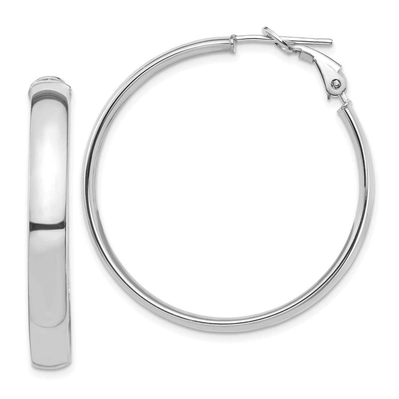 5mm Omega Back Hoop Earrings 14k White Gold High Polished PRE1001W, MPN: PRE1001W, 191101983894