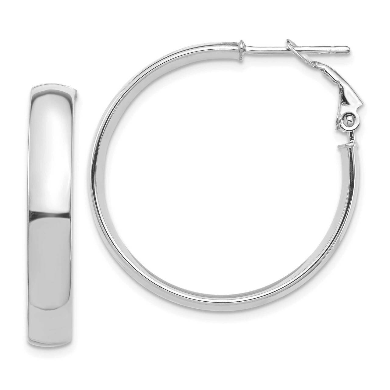 5mm Omega Back Hoop Earrings 14k White Gold High Polished PRE955W, MPN: PRE955W, 191101984716