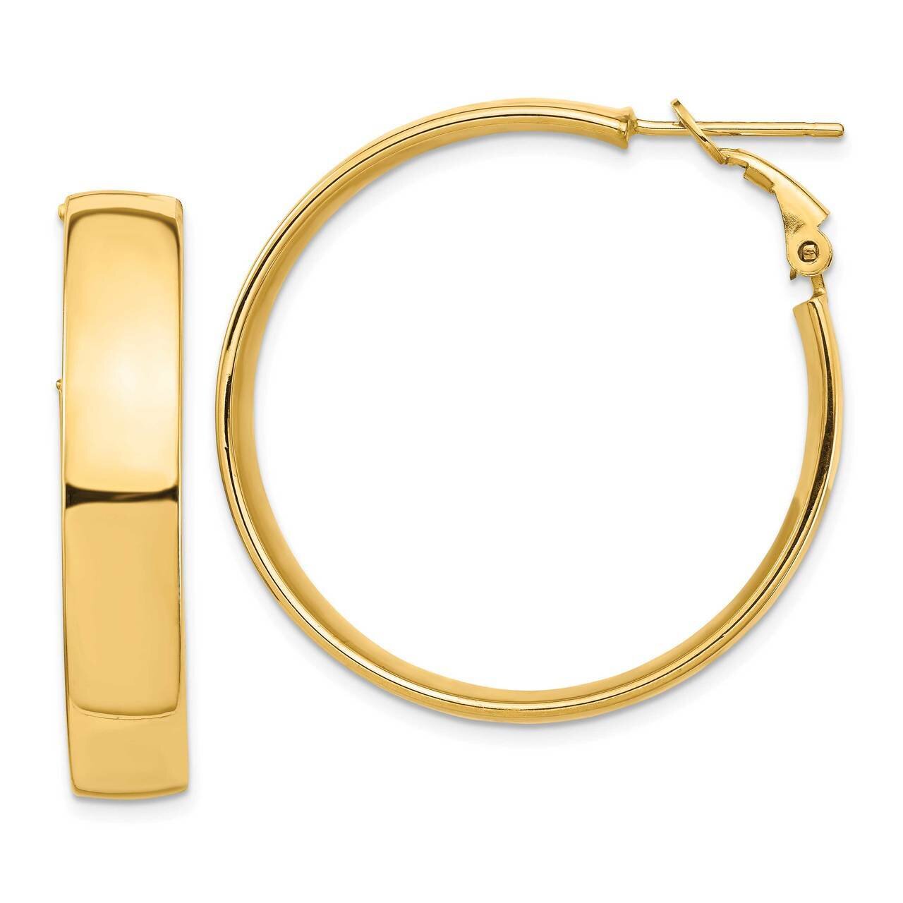 7mm Omega Back Hoop Earrings 14k Gold High Polished PRE963