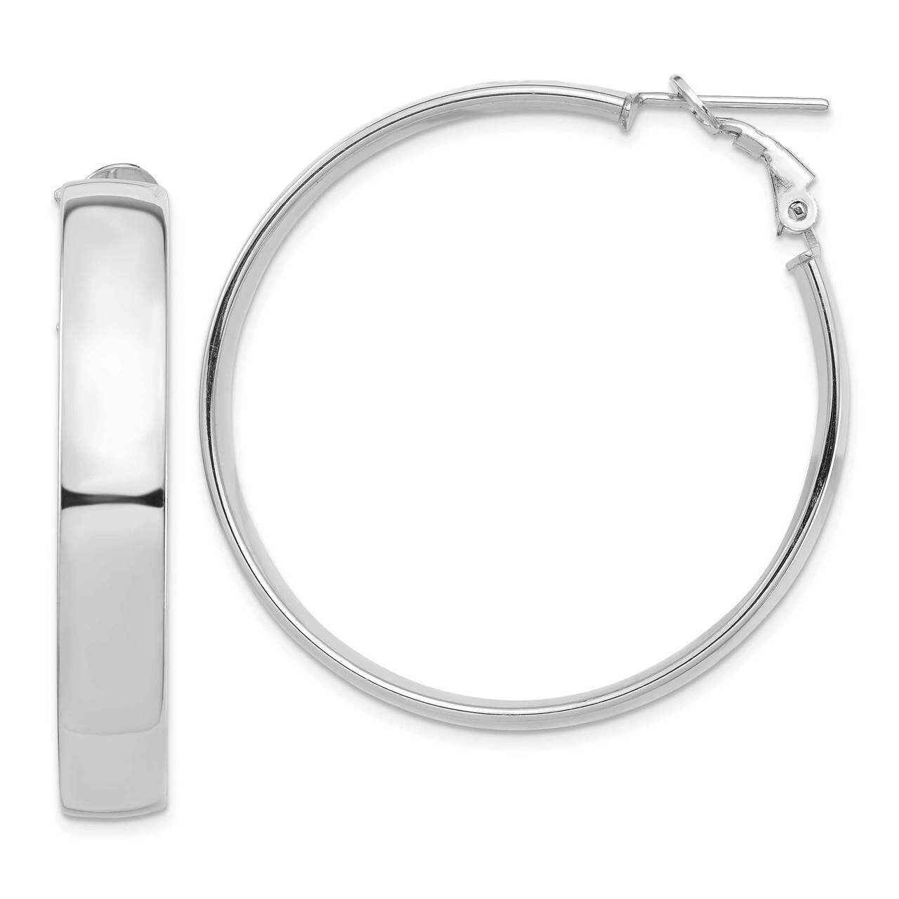 7mm Omega Back Hoop Earrings 14k White Gold High Polished PRE964W, MPN: PRE964W, 191101984938