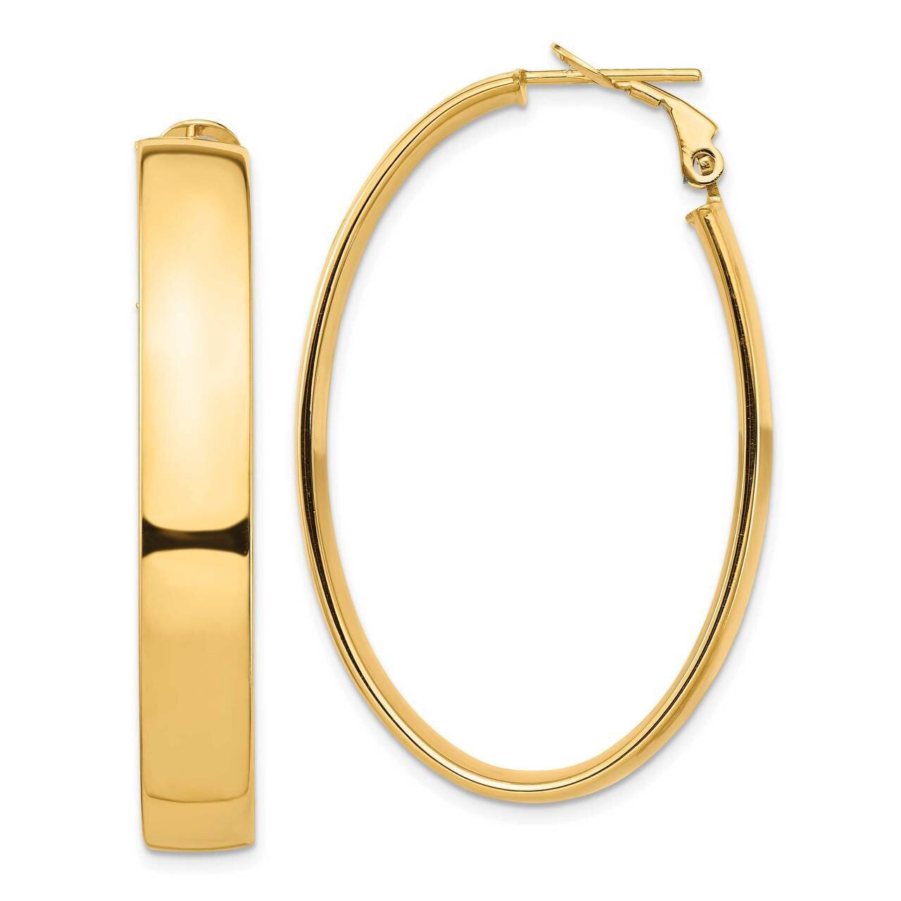 7mm Omega Back Oval Hoop Earrings 14k Gold High Polished PRE968, MPN: PRE968, 191101985027