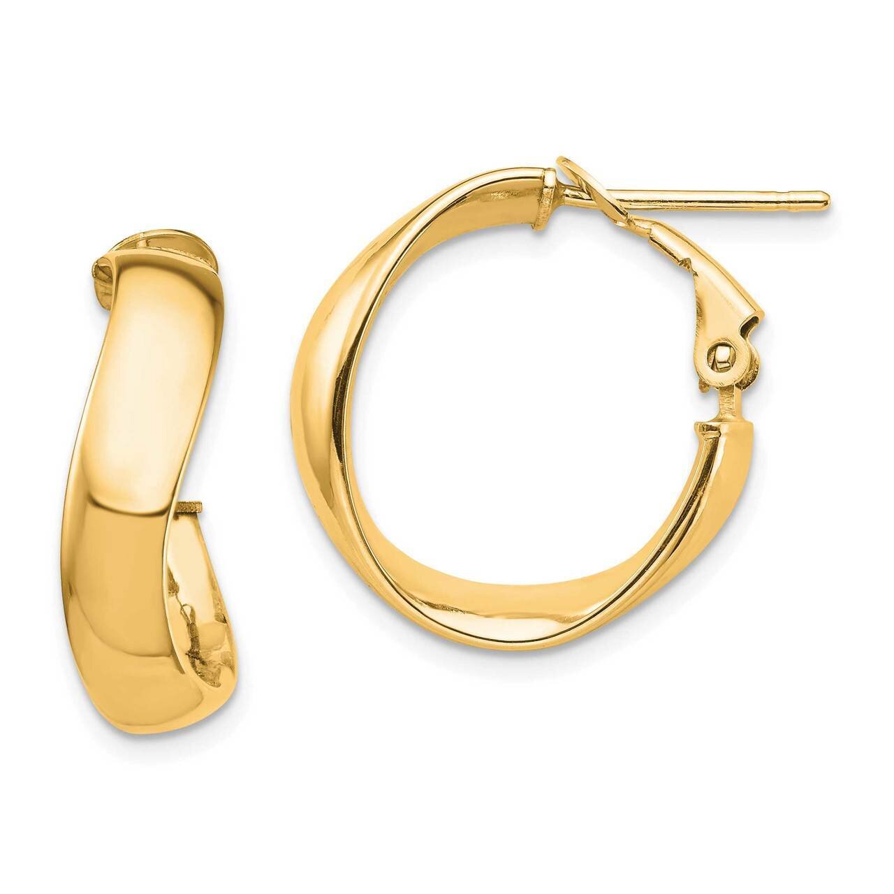 5mm Wavy Omega Back Hoop Earrings 14k Gold High Polished PRE982, MPN: PRE982, 191101985355
