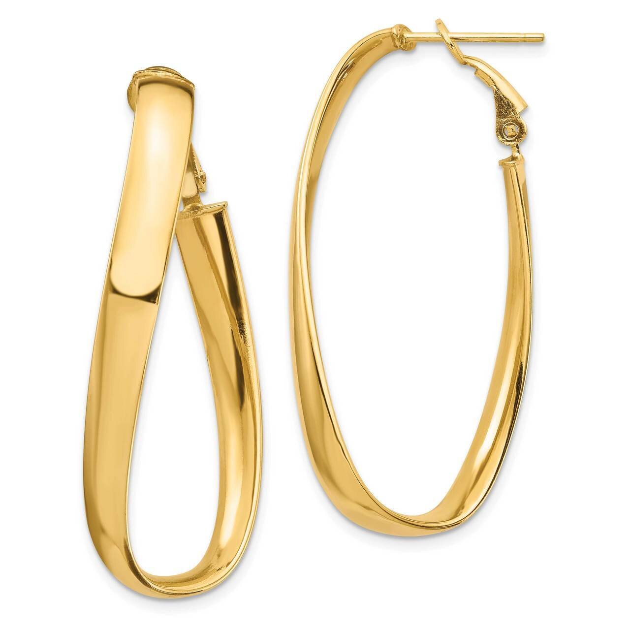 5mm Twisted Oval Omega Back Hoop Earrings 14k Gold High Polished PRE987, MPN: PRE987, 191101985485