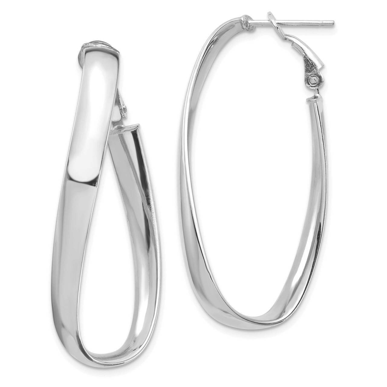 5mm Twisted Omega Back Oval Hoop Earrings 14k White Gold High Polished PRE987W, MPN: PRE987W, 19110…