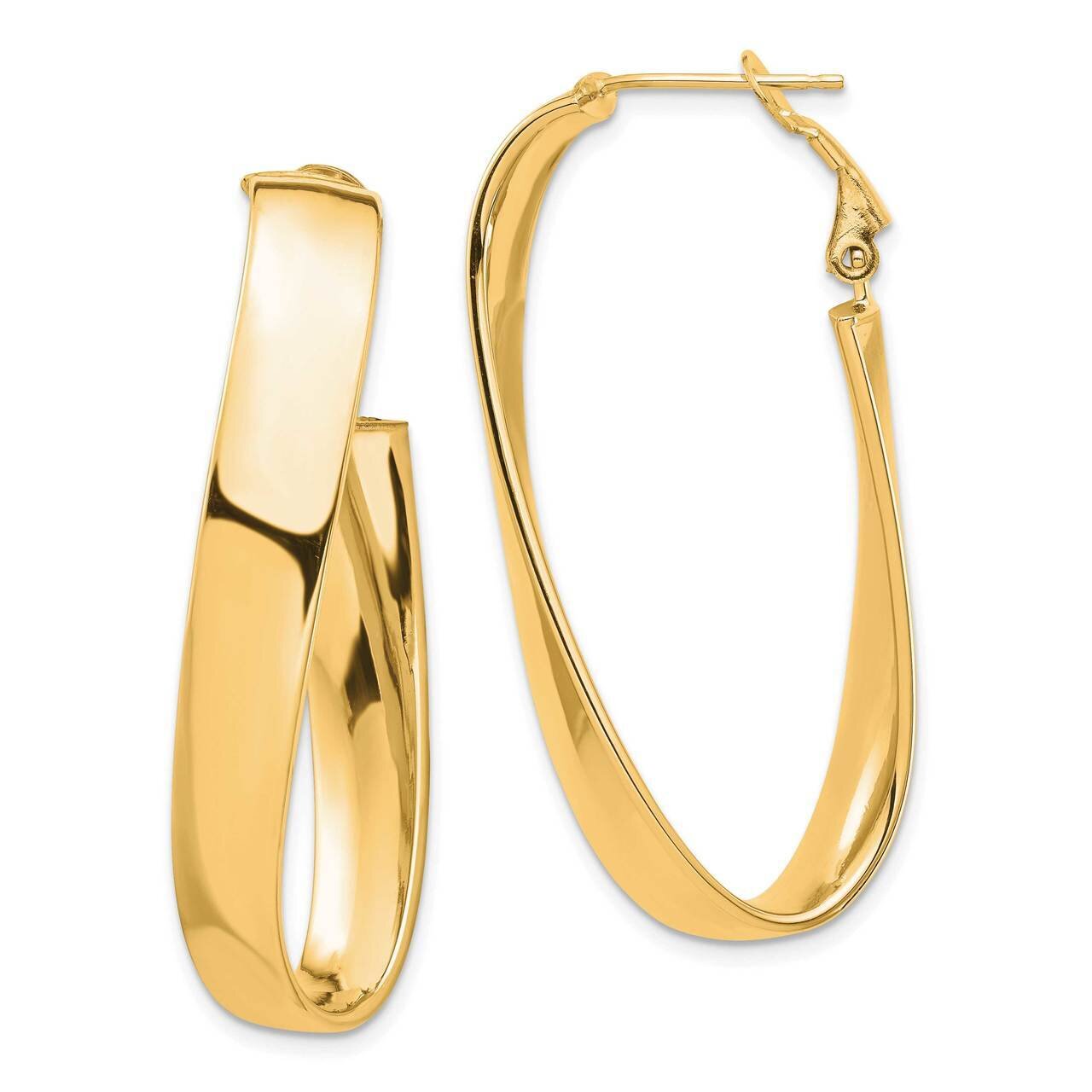 7mm Twisted Omega Back Oval Hoop Earrings 14k Gold High Polished PRE988, MPN: PRE988, 191101985515