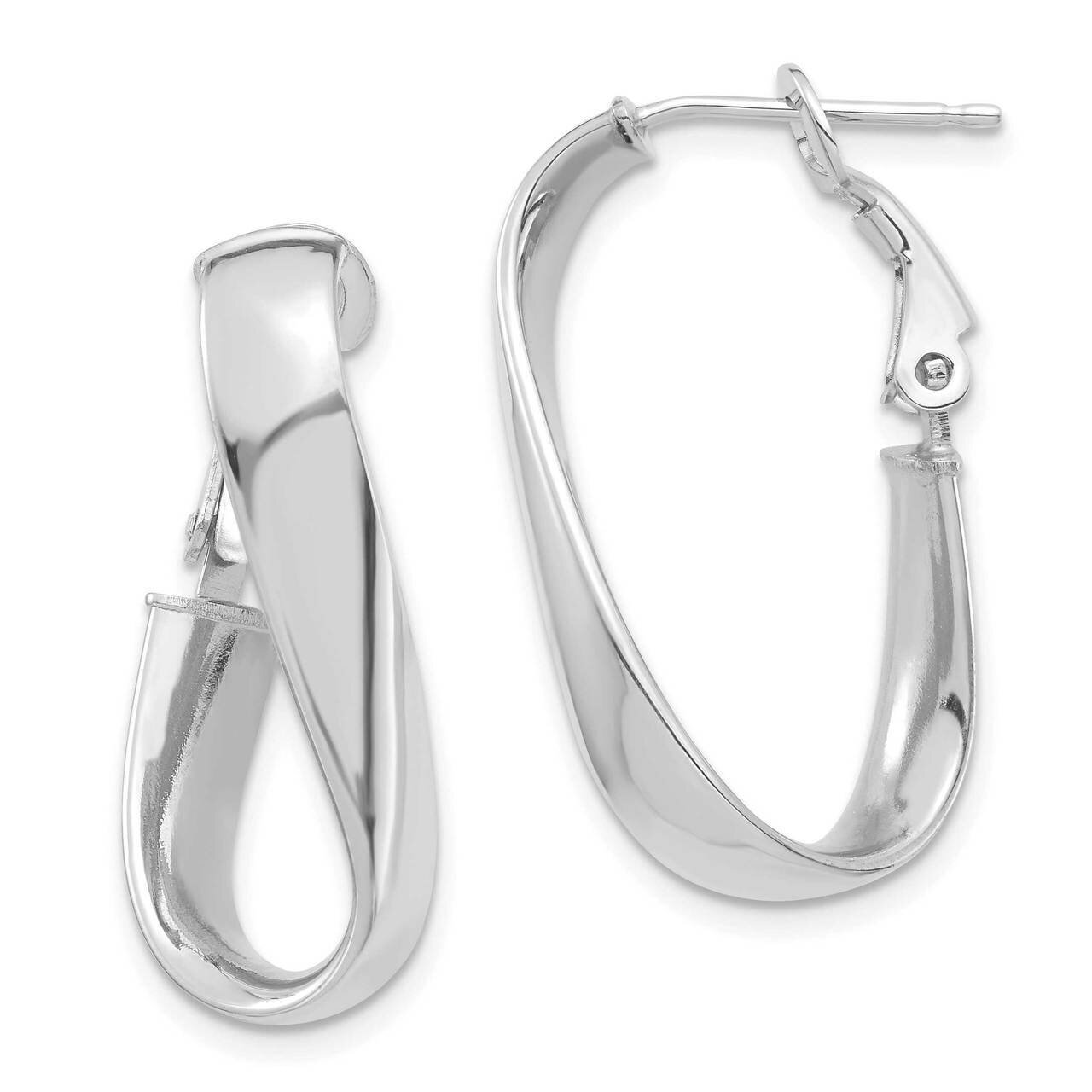 5mm Twisted Oval Omega Back Hoop Earrings 14k White Gold High Polished PRE989W, MPN: PRE989W, 19110…