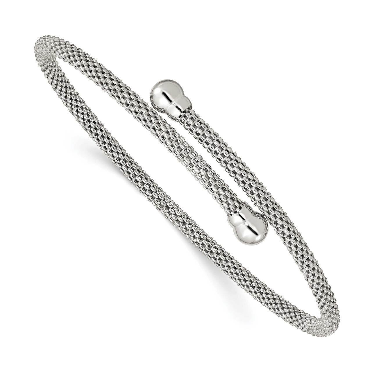 Flexible Bangle Sterling Silver Textured QB1253