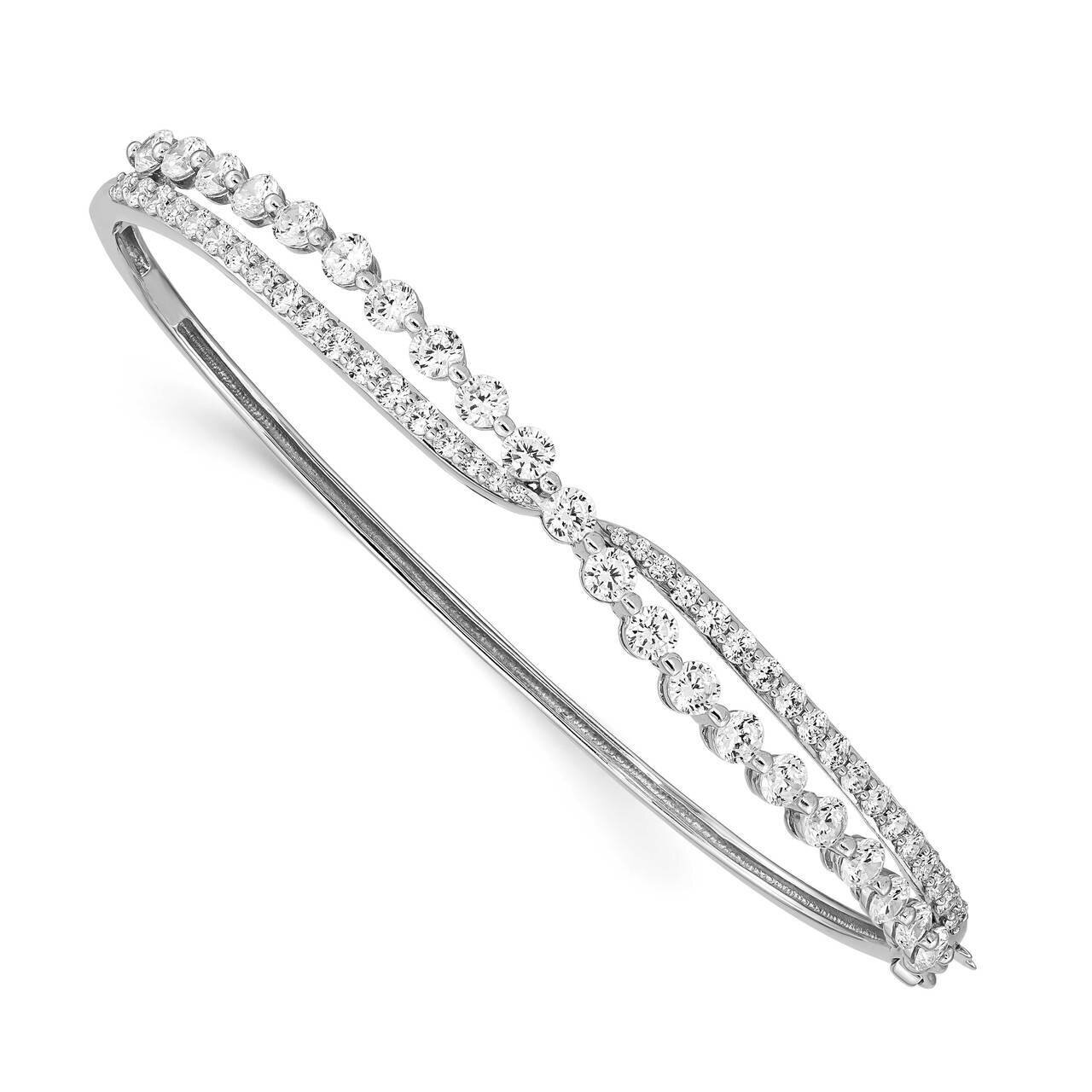 Criss Cross CZ Diamond Hinged Bangle Sterling Silver Rhodium-plated QB1264, MPN: QB1264, 1969041606…
