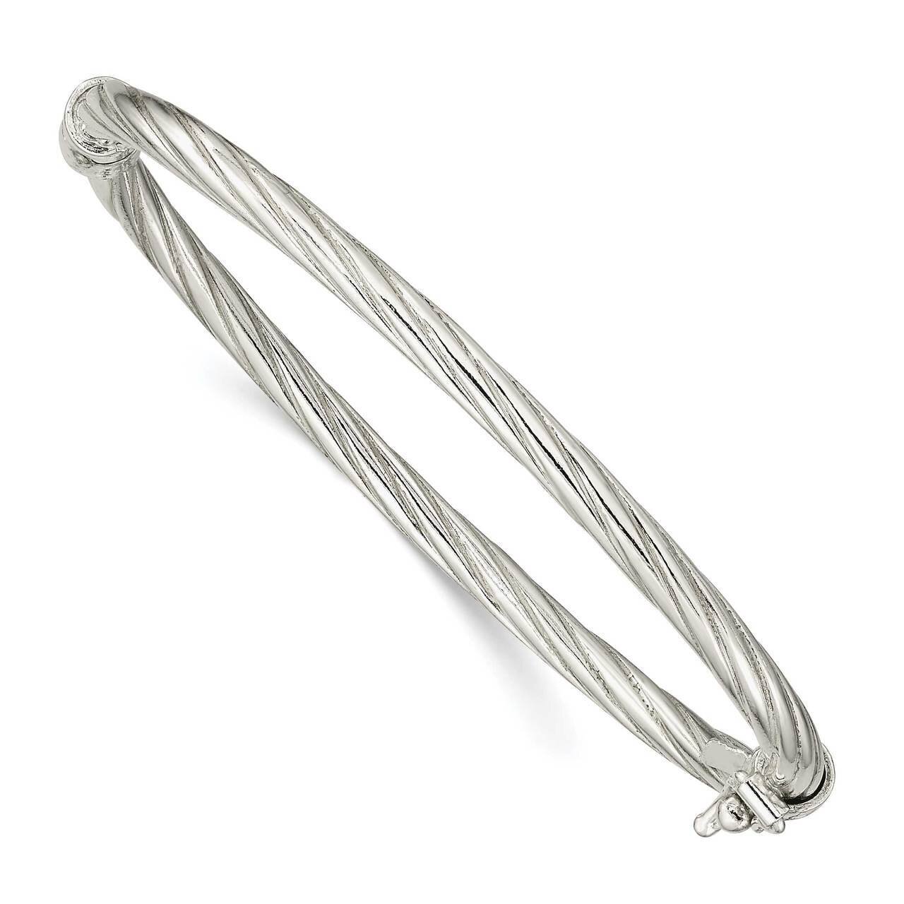 Twisted Hinged Baby Bangle Sterling Silver Polished QB1284