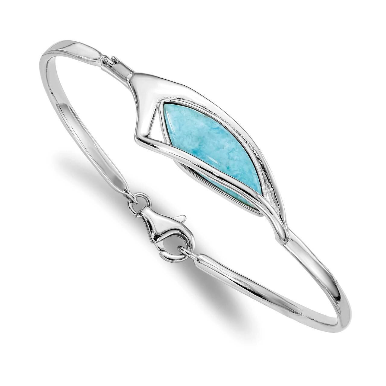 Larimar with Clasp Bangle Sterling Silver Rhodium-plated QB1301