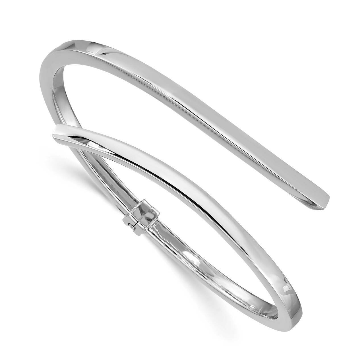 Polished Bypass Hinged Bangle Sterling Silver Rhodium-plated QB1313