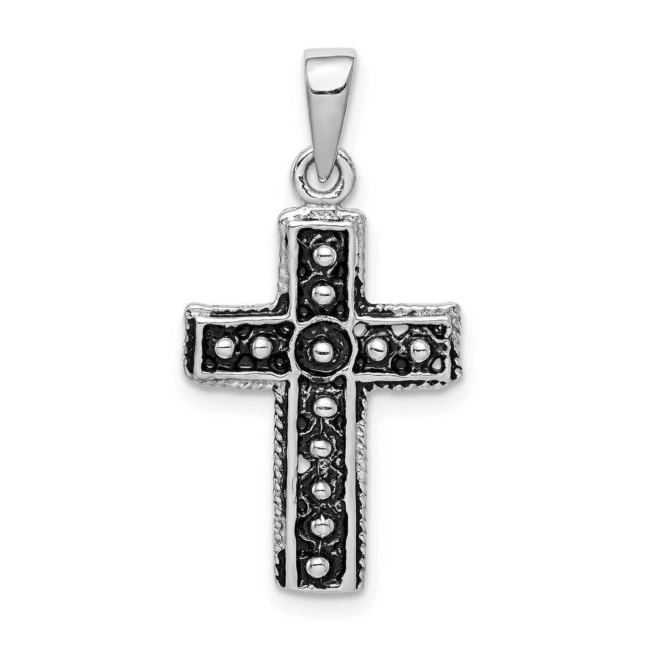Antiqued Cross Pendant Sterling Silver Rhodium-plated QC9366