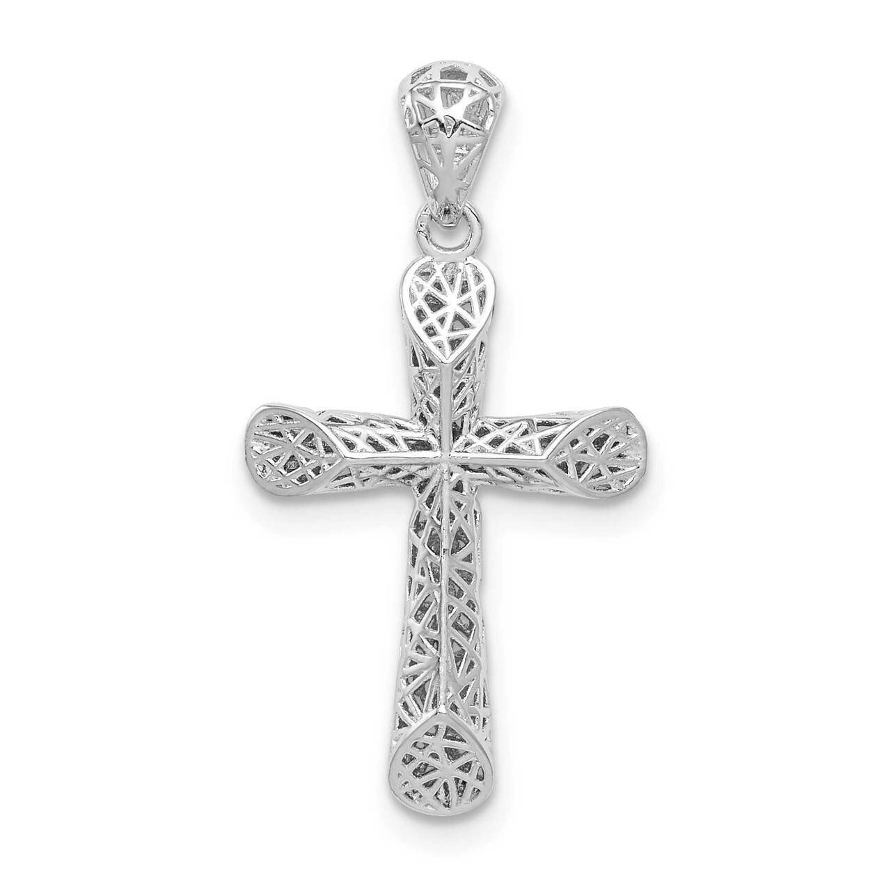 Polished Angled Edge Hollow Cross Pendant Sterling Silver Rhodium-plated QC9369, MPN: QC9369, 88677…