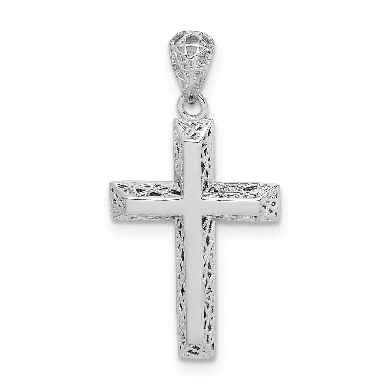 Polished Cross Pendant Sterling Silver Rhodium-plated QC9377, MPN: QC9377, 886774015453