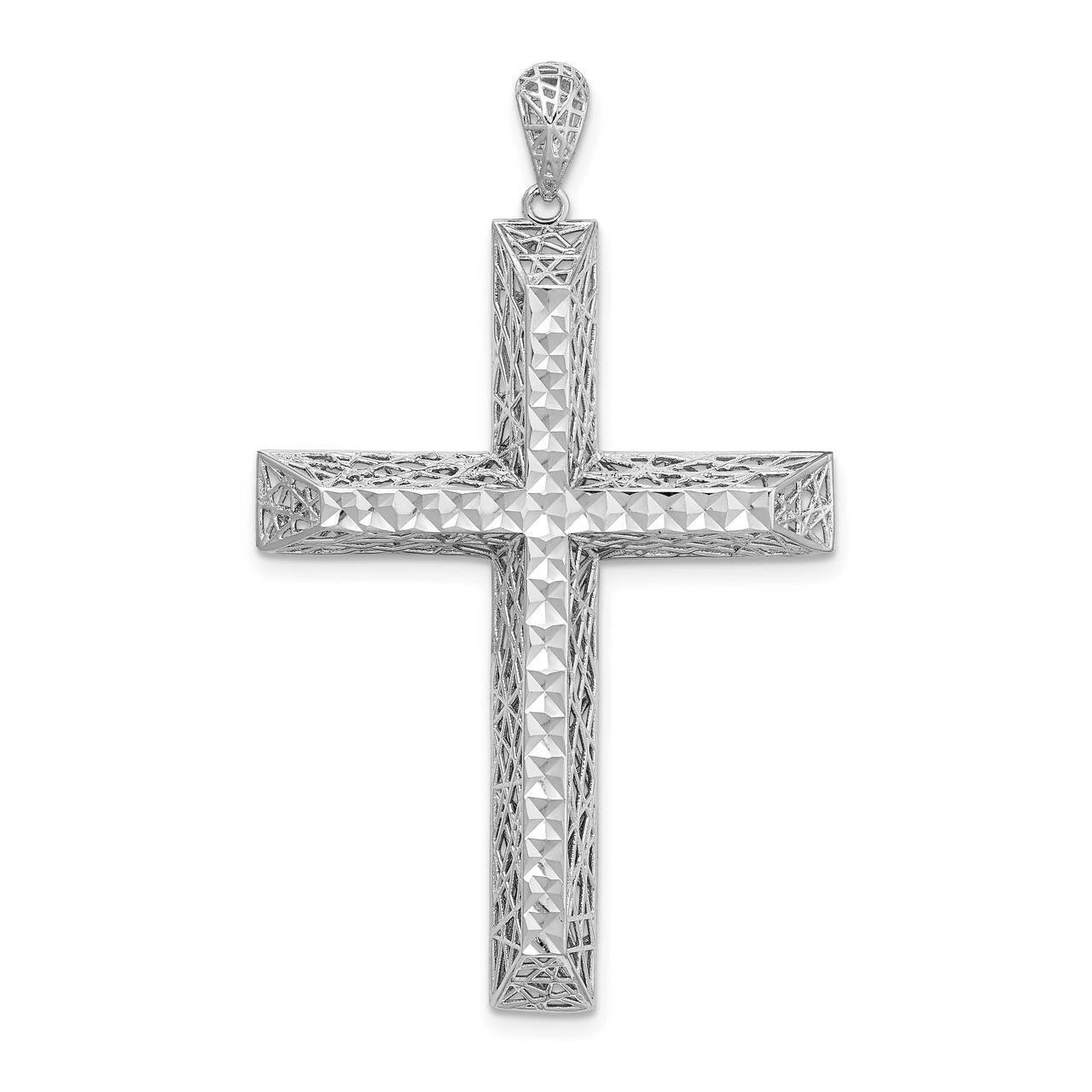 Polished Diamond-cut Cross Pendant Sterling Silver Rhodium-plated QC9380, MPN: QC9380, 883957870564