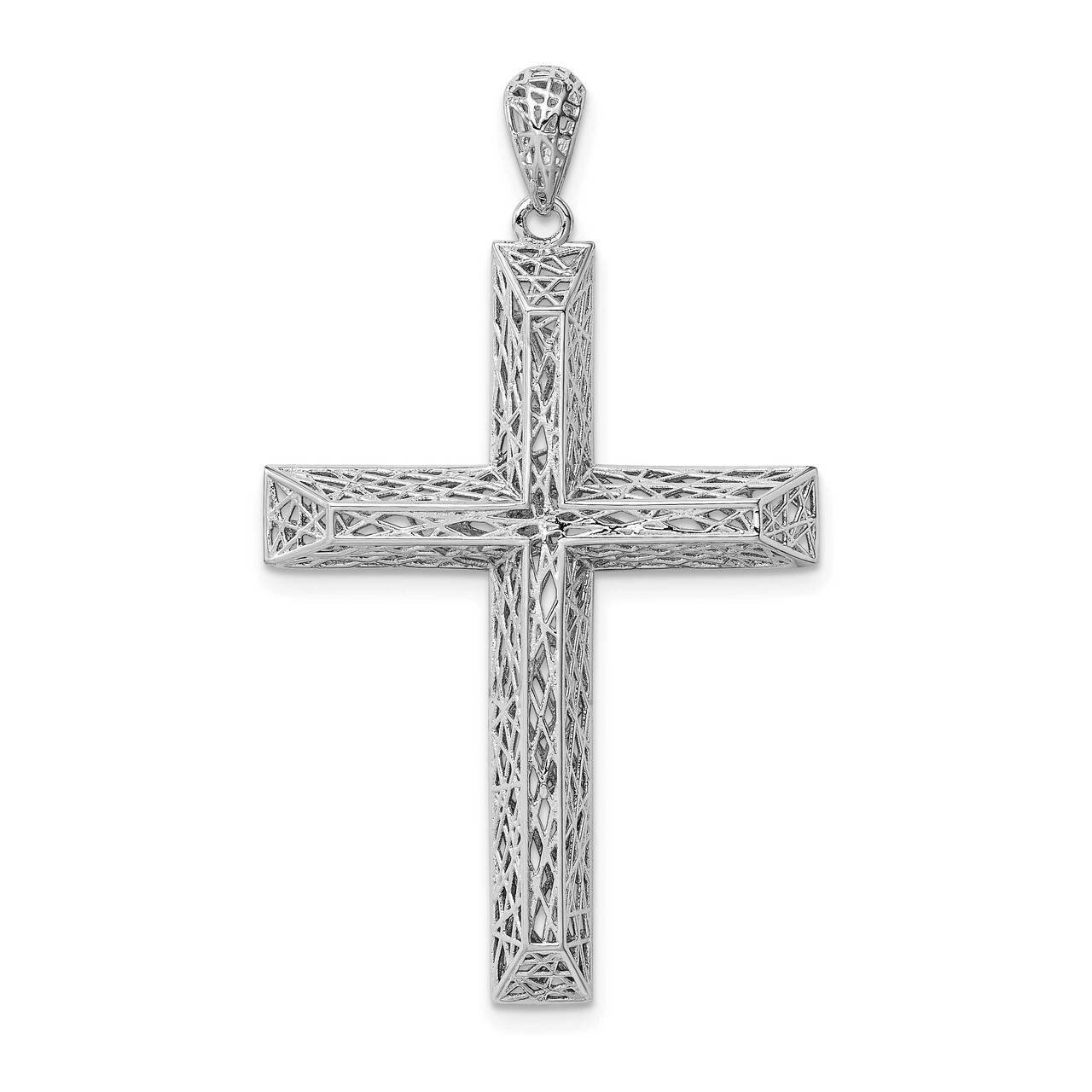 Polished Hollow Cross Pendant Sterling Silver Rhodium-plated QC9381, MPN: QC9381, 886774015460