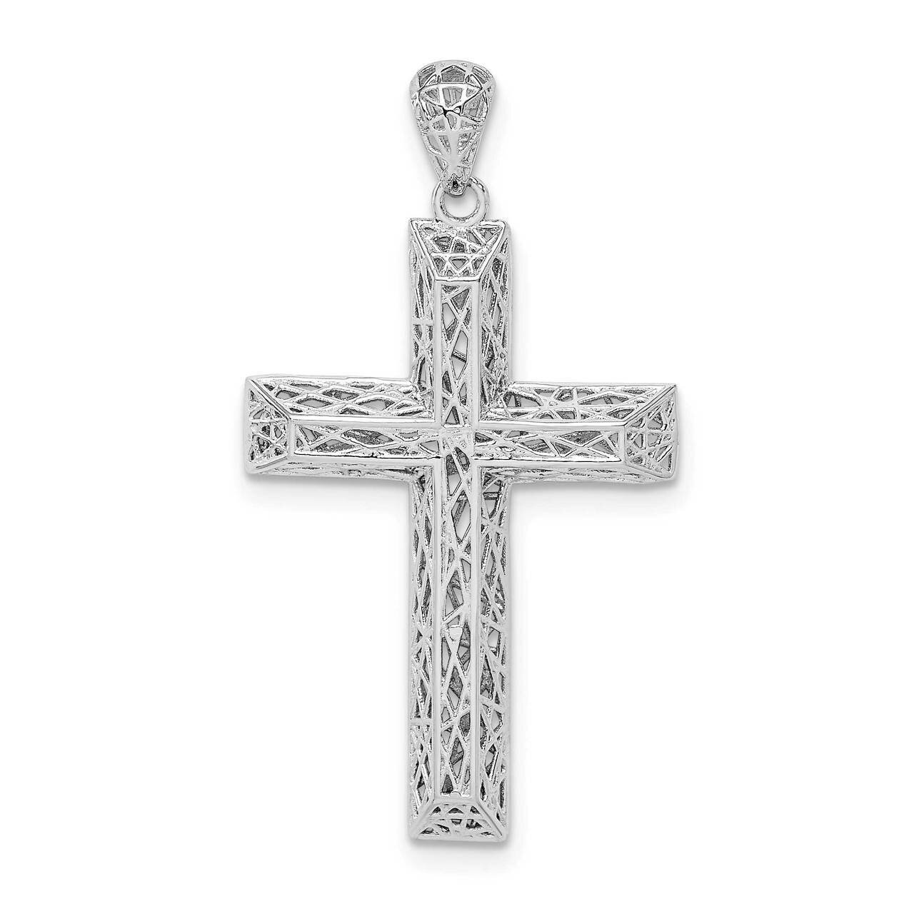 Polished Hollow Cross Pendant Sterling Silver Rhodium-plated QC9382, MPN: QC9382, 886774054322