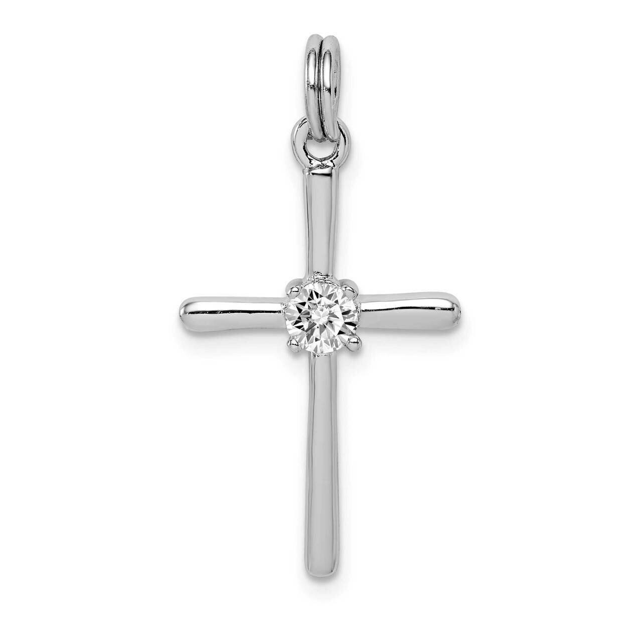 Cross Pendant Sterling Silver Rhodium-plated CZ Diamond QC9389