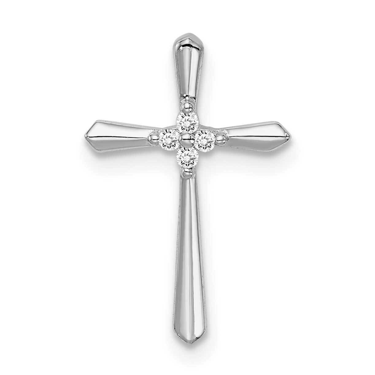 Cross Chain Slide Pendant Sterling Silver Rhodium Plated CZ Diamond QC9390, MPN: QC9390, 8867740722…