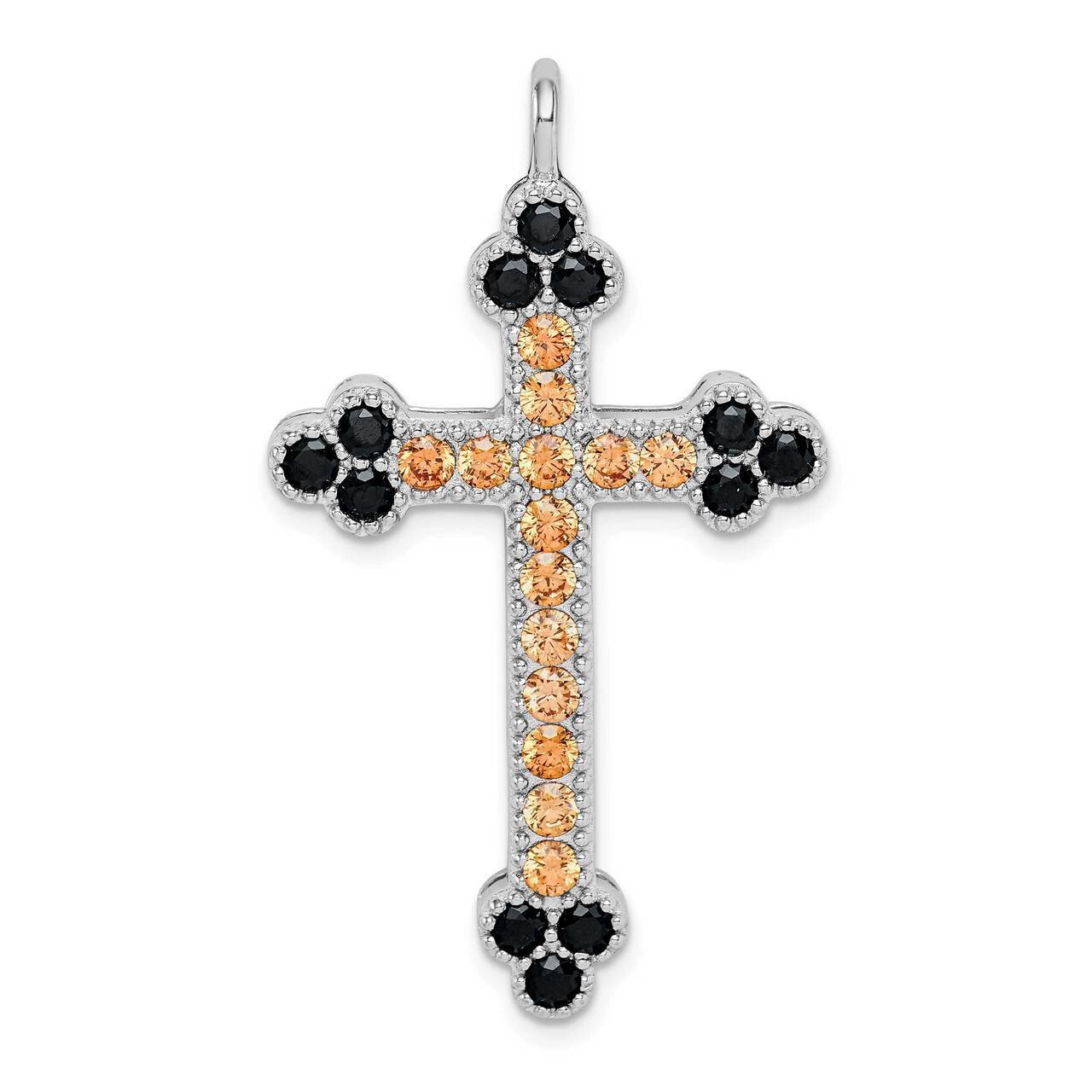 Multi-color Crystal Budded Cross Sterling Silver Rhodium-plated QC9399, MPN: QC9399, 883957934860