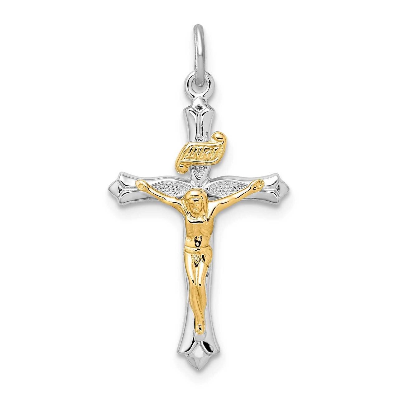 Gold Tone Crucifix Pendant Sterling Silver Rhodium-plated QC9407, MPN: QC9407, 886774016627