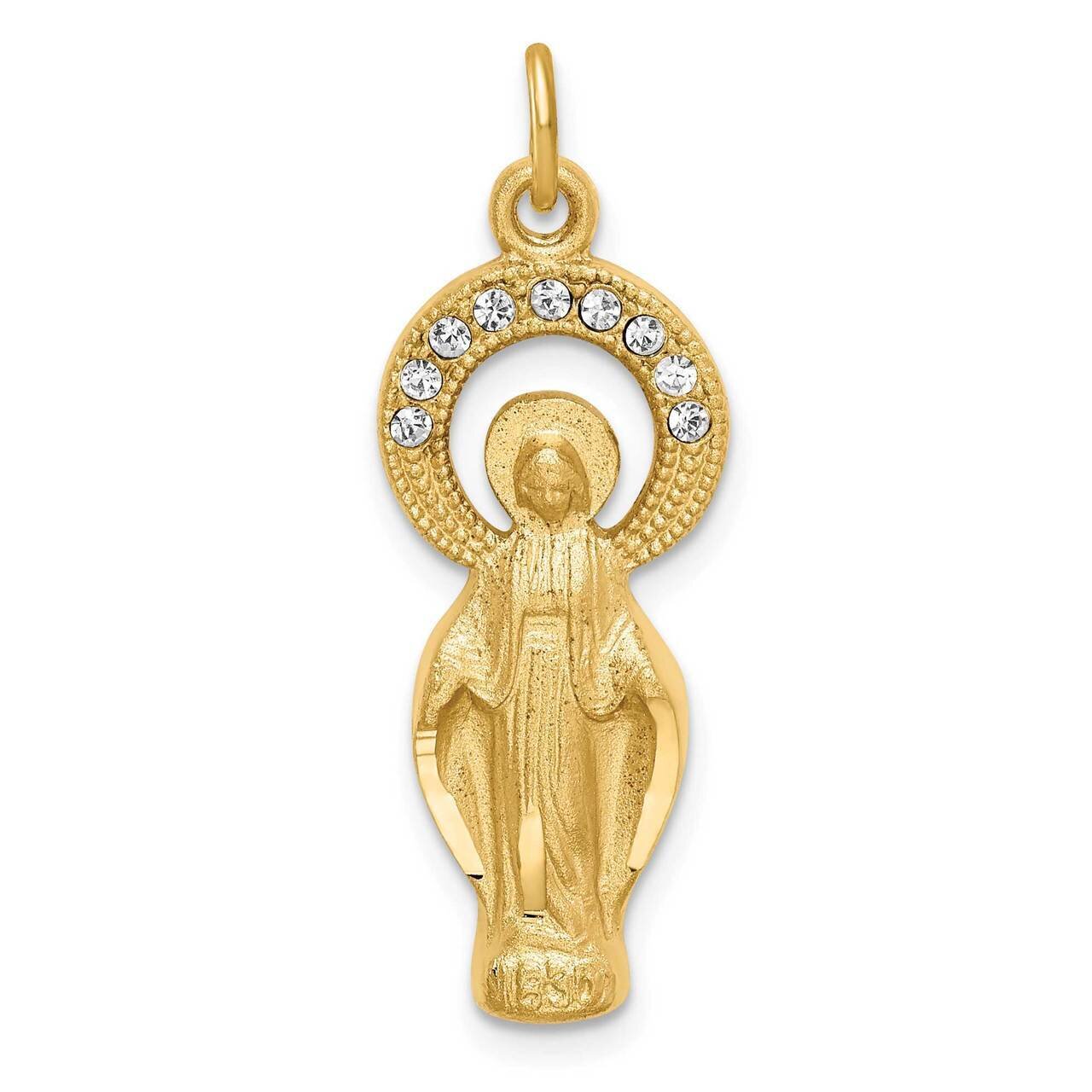 Gold Tone &amp; Miraculous Medal Pendant Sterling Silver CZ Diamond QC9415, MPN: QC9415, 883957955575