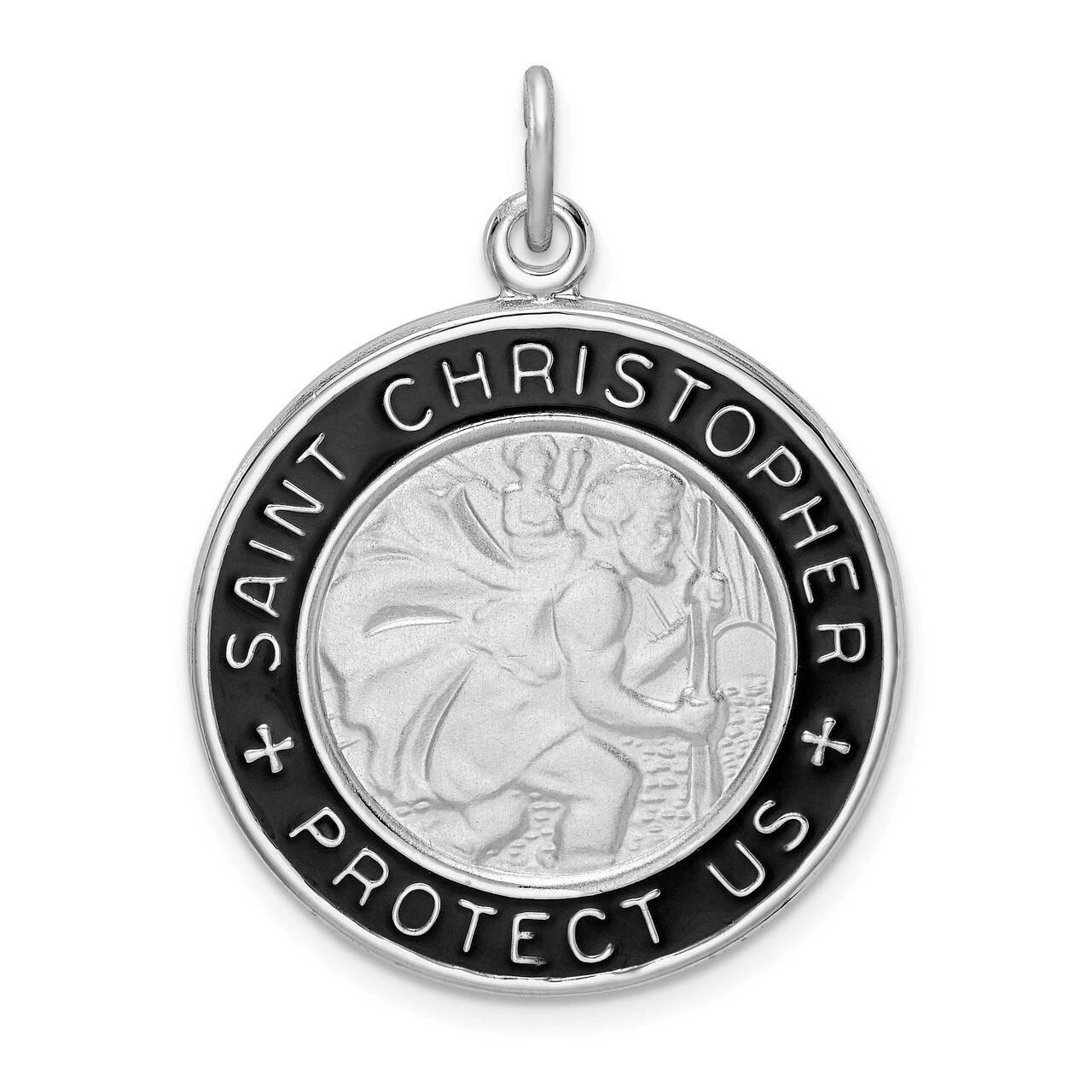 Enamel St. Christopher Medal Sterling Silver Rhodium-plated QC9416