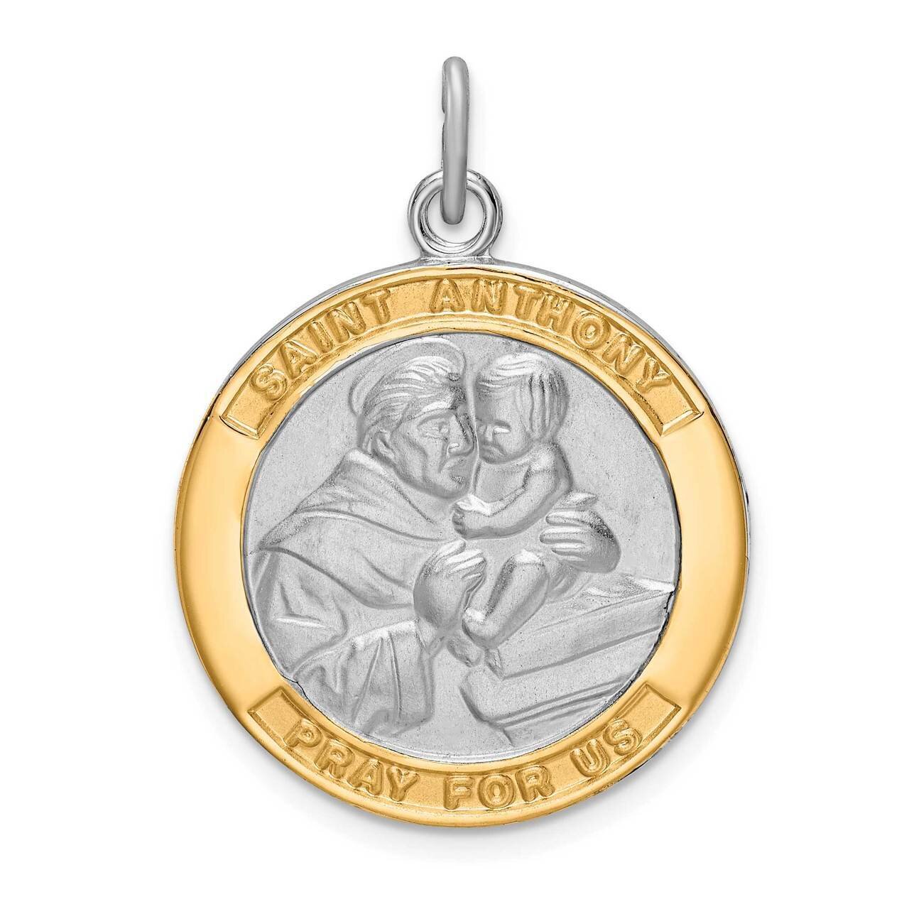 Gold Tone St. Anthony Medal Pendant Sterling Silver Rhodium-plated QC9421