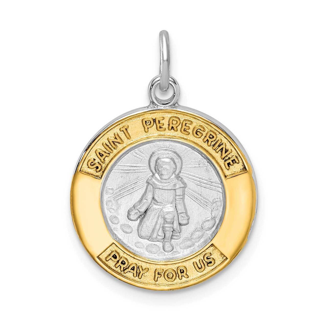 Gold Tone St Peregrine Medal Sterling Silver Rhodium-plated QC9424