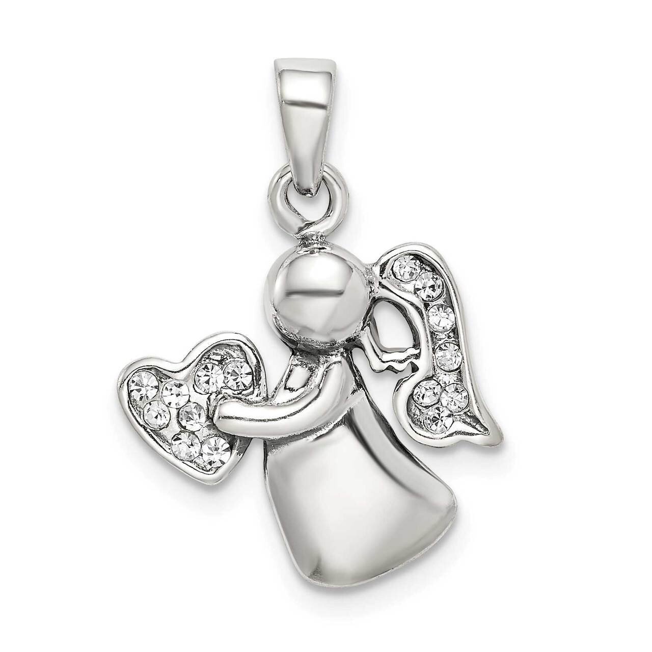 CZ Diamond Angel Charm Sterling Silver Antiqued QC9438, MPN: QC9438, 886774003351