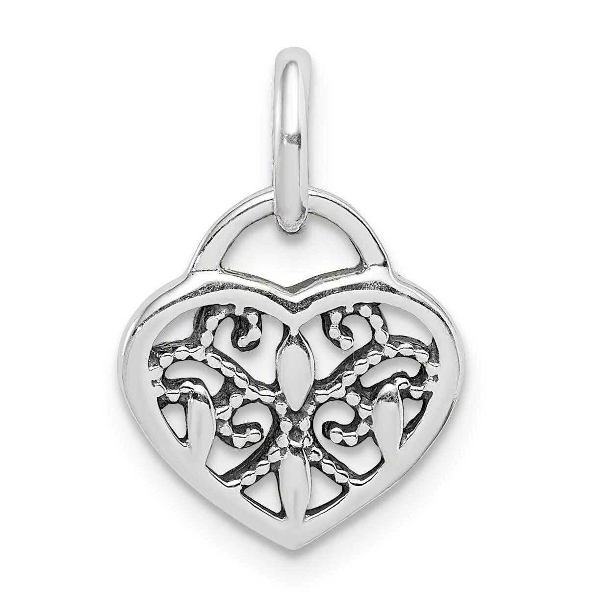 Antique Heart Charm Sterling Silver QC9462, MPN: QC9462, 886774099972