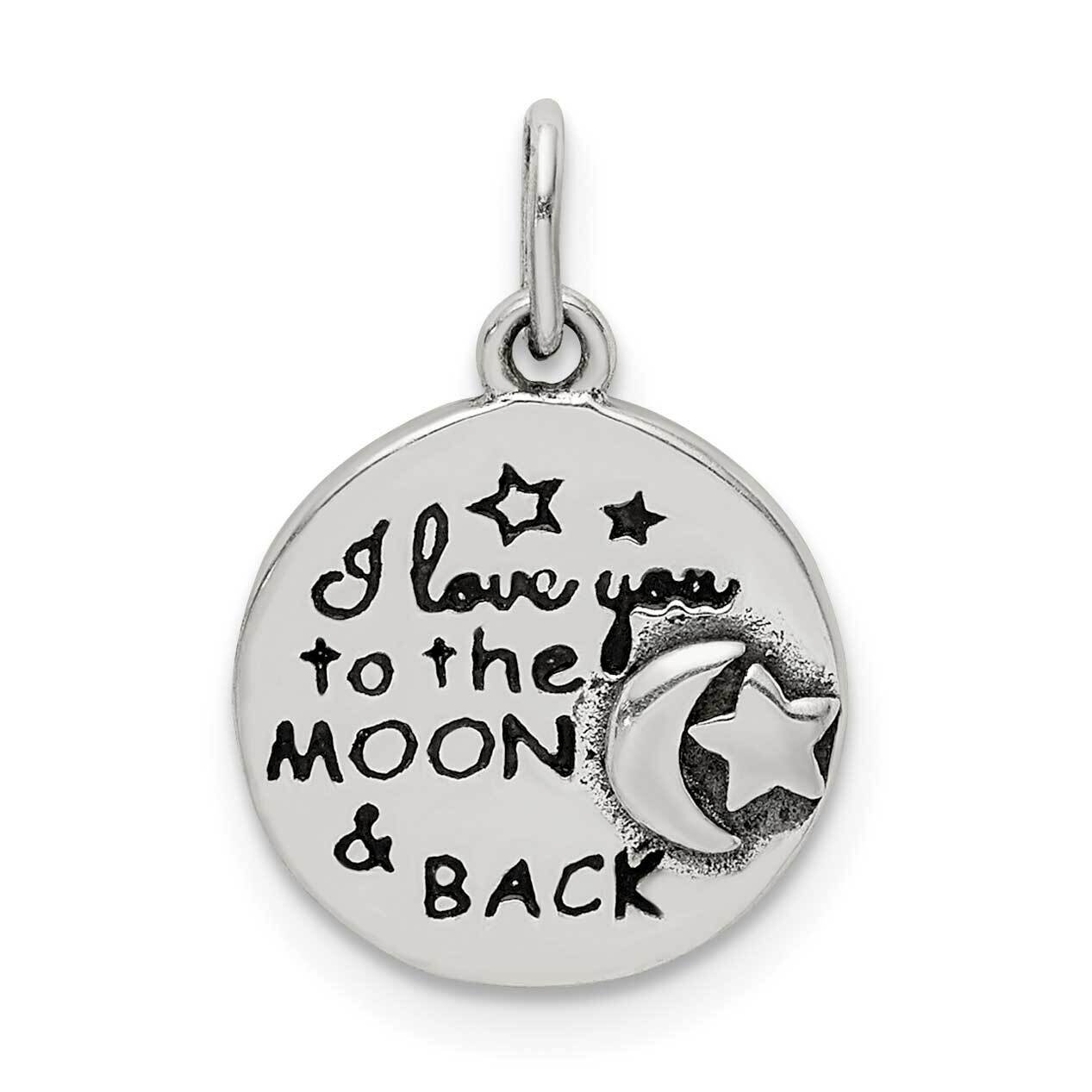 Enamel Love you to the Moon &amp; Back Charm Pendant Sterling Silver QC9467