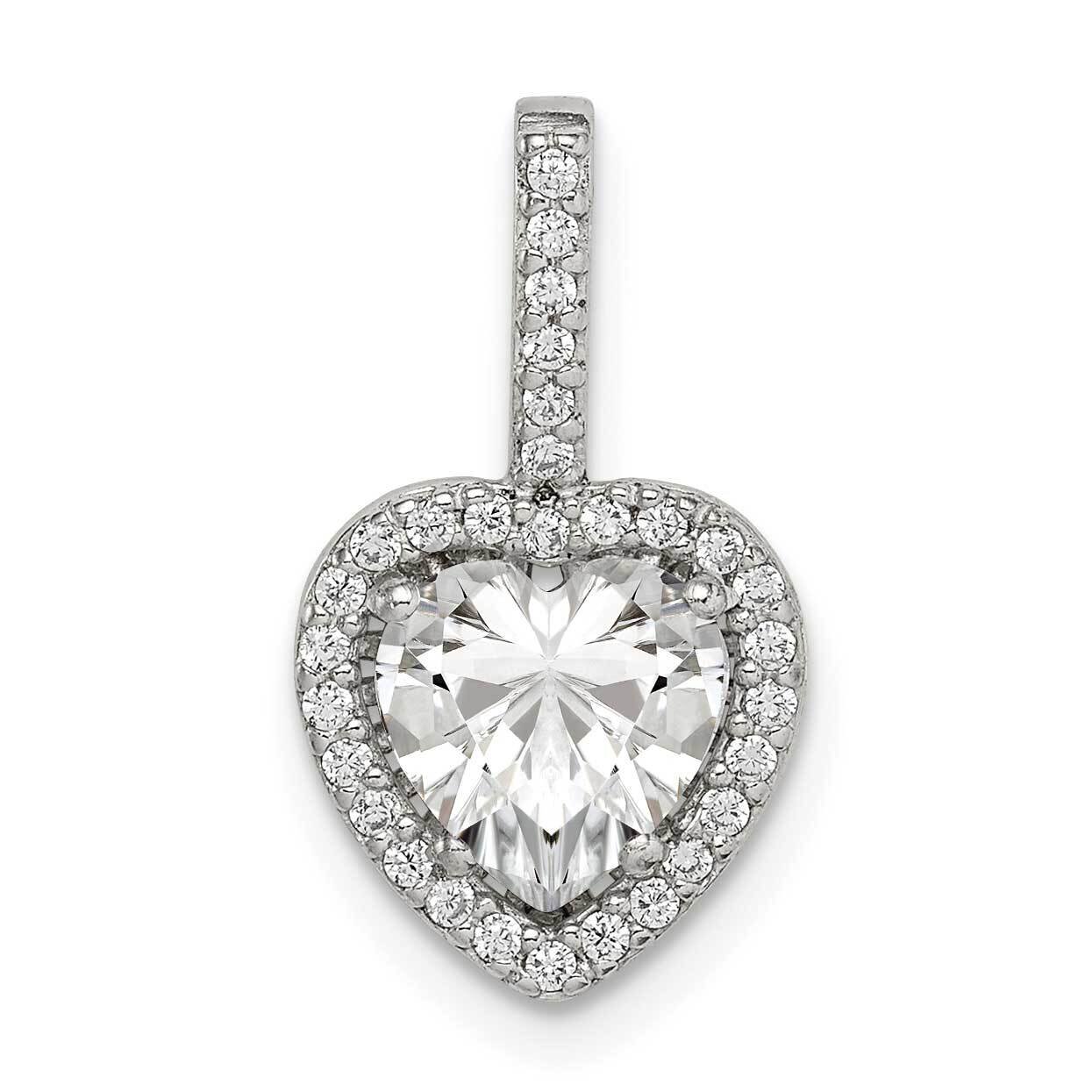 Heart Chain Slide Sterling Silver CZ Diamond QC9468, MPN: QC9468, 886774030913