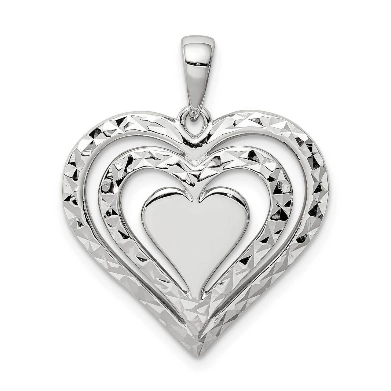 Heart Pendant Sterling Silver Diamond-cut QC9470, MPN: QC9470, 883957937397