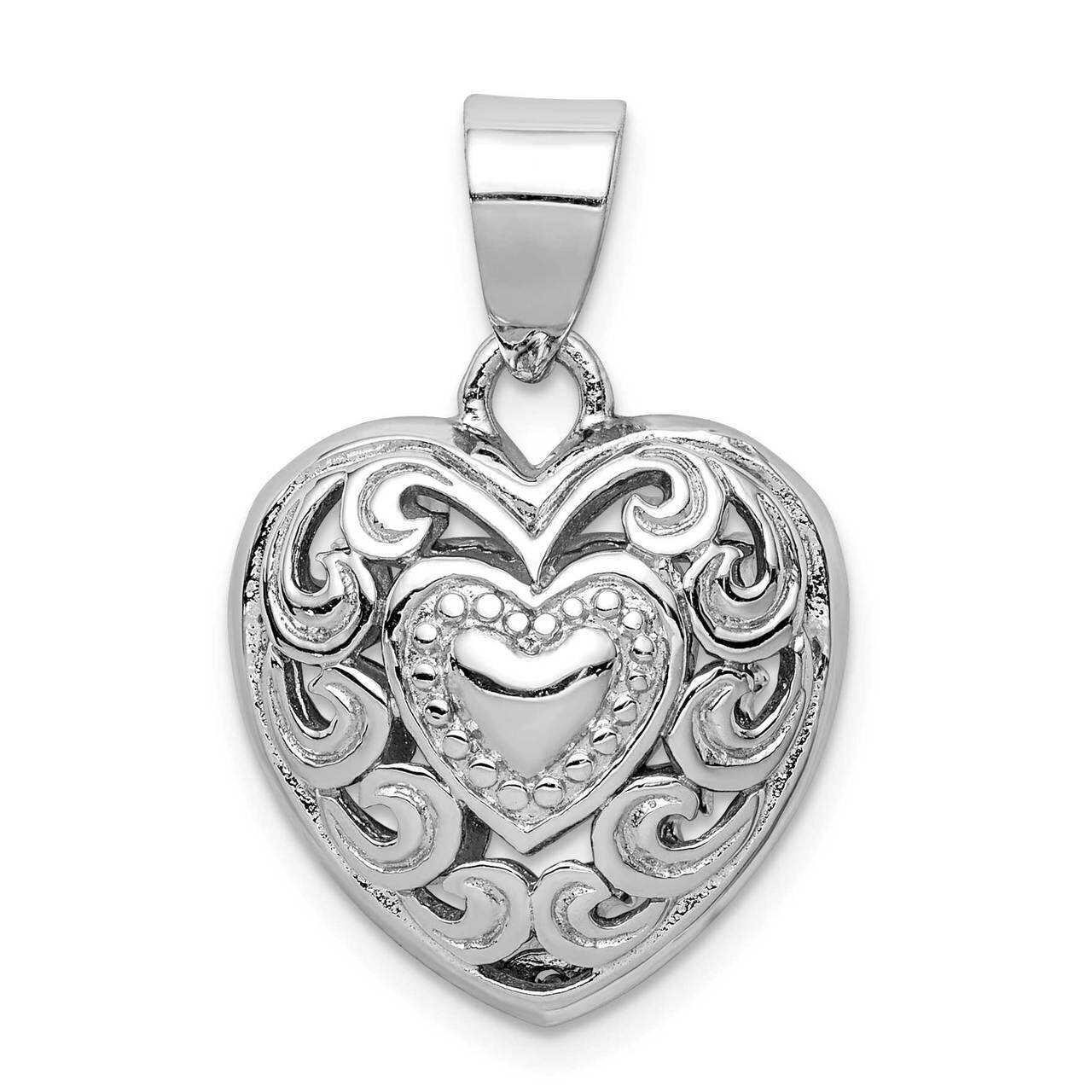 Cut-out Heart Swirl Pendant Sterling Silver Rhodium-plated QC9483