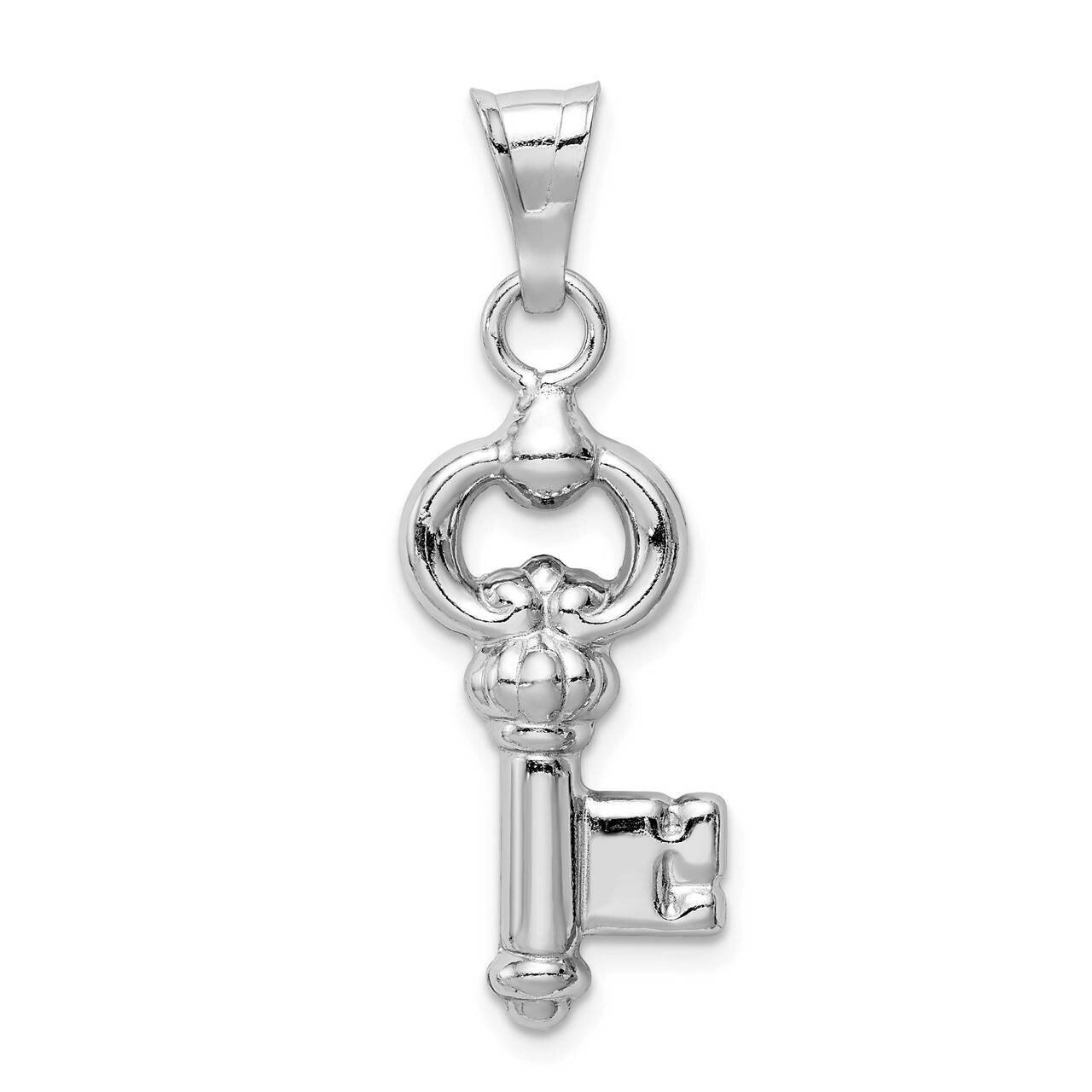 Polished Key Pendant Sterling Silver Rhodium-plated QC9488, MPN: QC9488, 886774114828