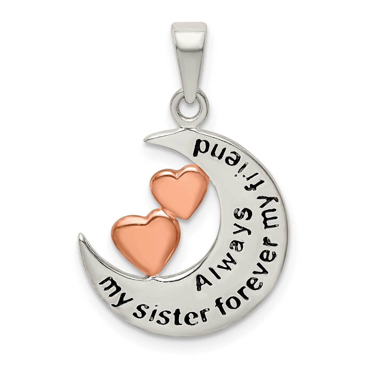 Rose Tone Enamel ALWAYS SISTER..FRIEND Pendant Sterling Silver QC9500, MPN: QC9500, 886774115375