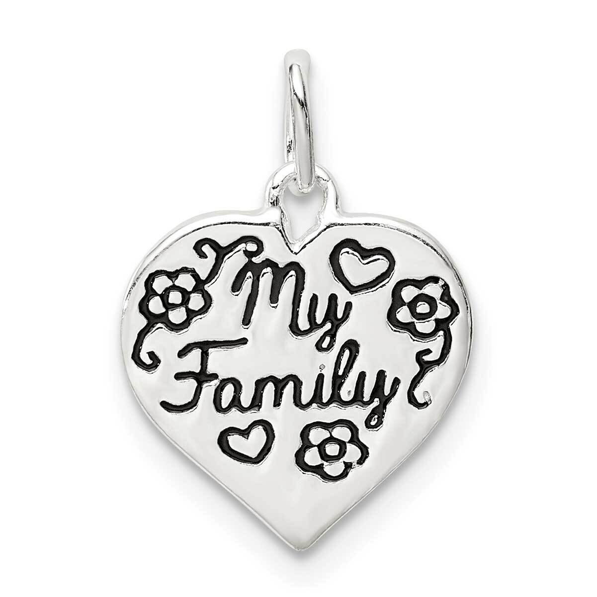 Enamel MY FAMILY Heart Charm Sterling Silver QC9504